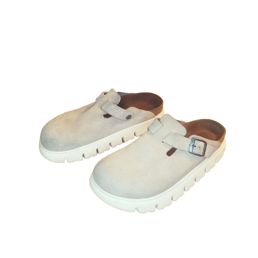 Papillio Boston Sandal Women Size 40 Tan Suede Clog Birkenstock Chunky Mule Clog - Picture 3 of 6